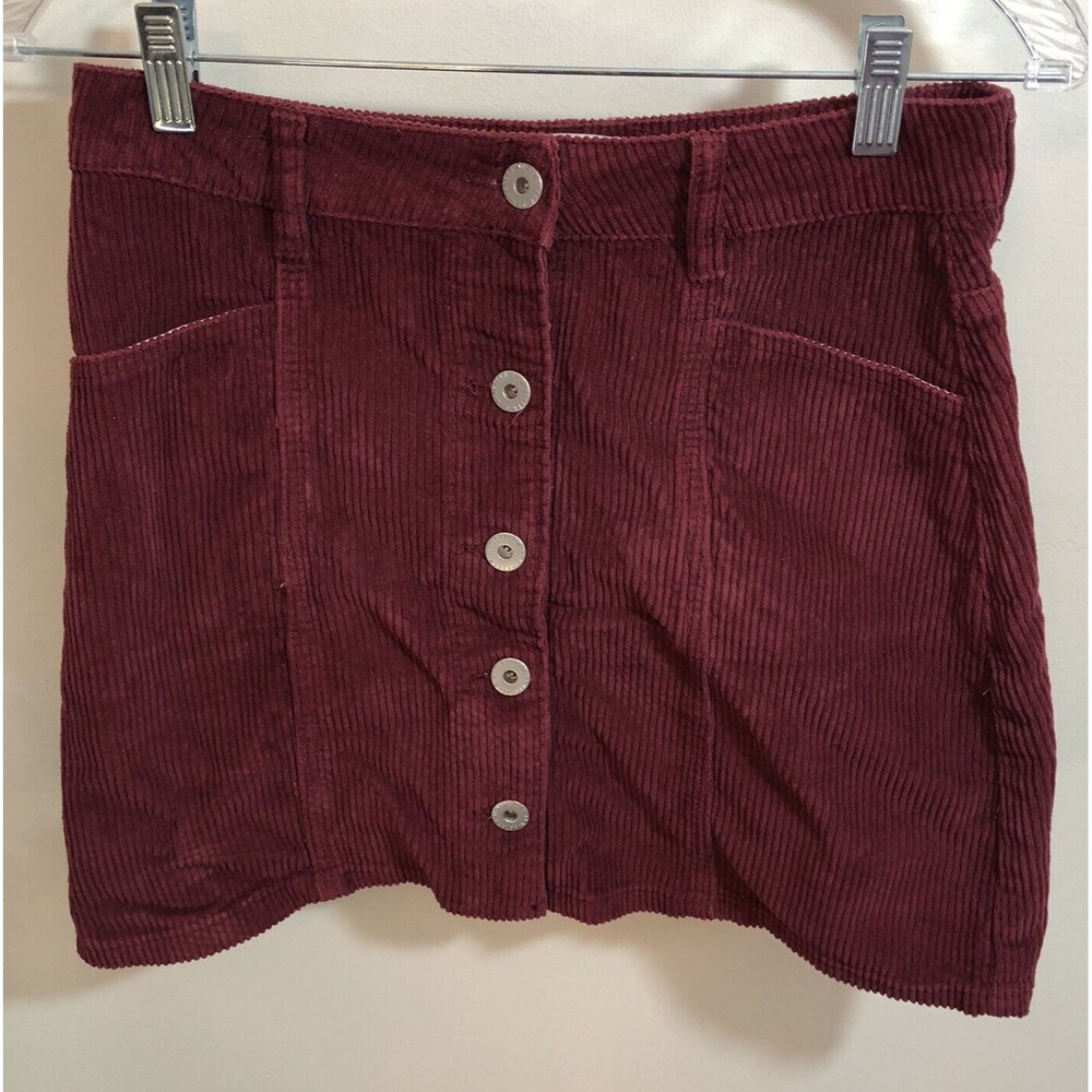 Cotton On 91 Women's Mini Skirt Corduroy Burgundy Size 4 USA